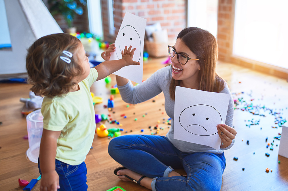 ABA therapist helping a child